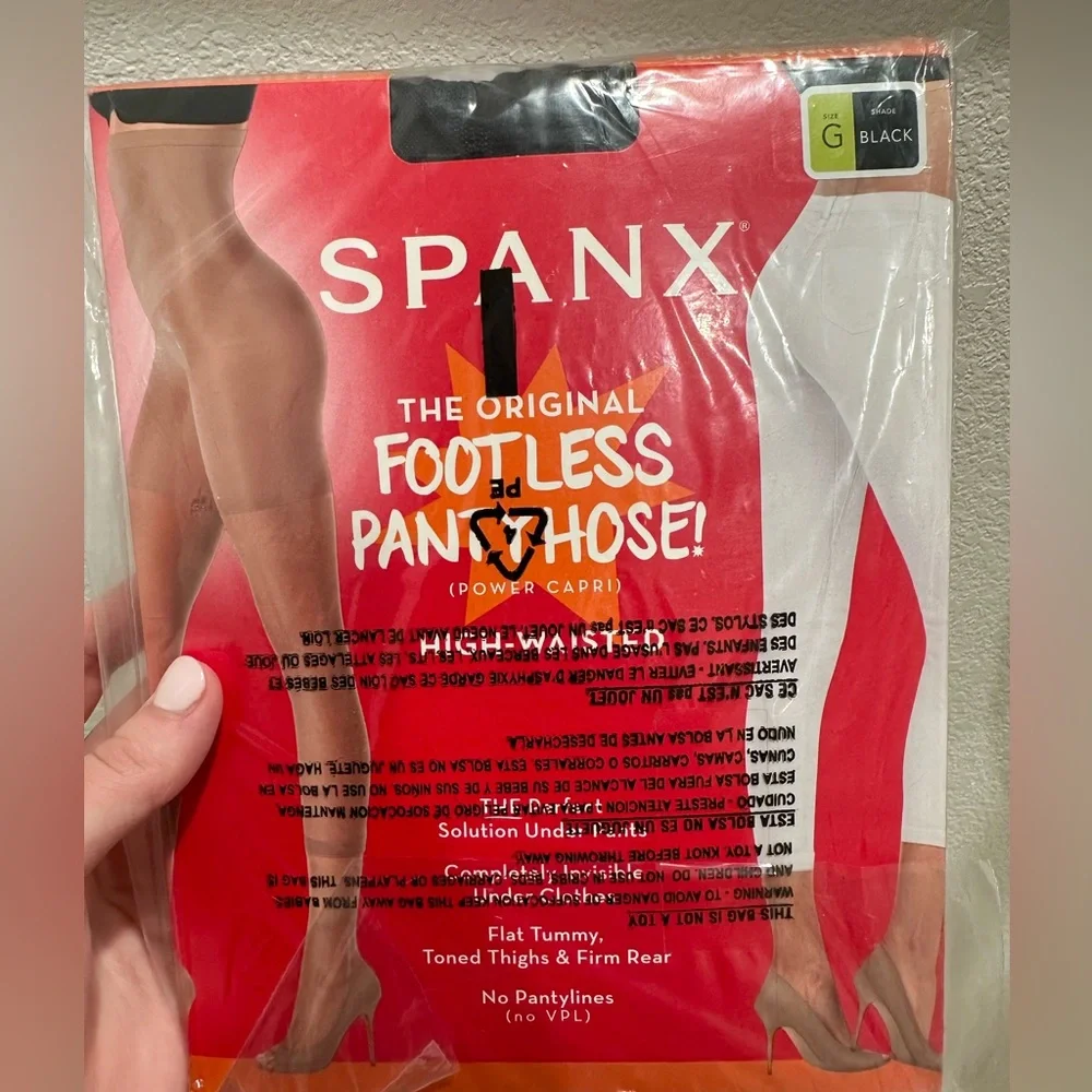 Spanx higher power footless panty hose size G NIB BLACK - Picture 1 of 6
